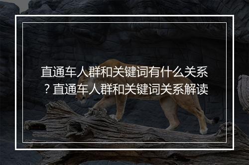 直通车人群和关键词有什么关系？直通车人群和关键词关系解读