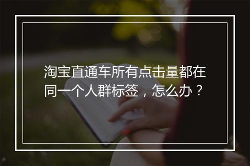淘宝直通车所有点击量都在同一个人群标签，怎么办？