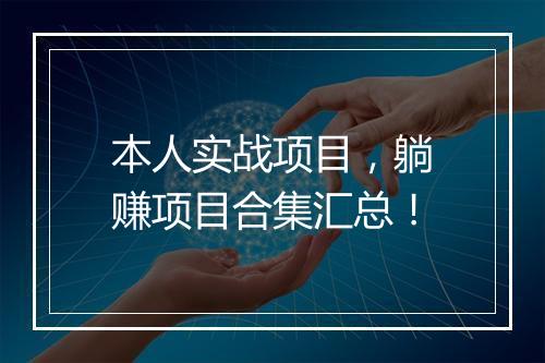本人实战项目，躺赚项目合集汇总！