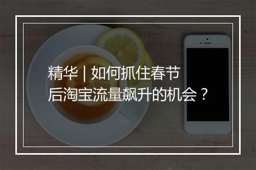 精华 | 如何抓住春节后淘宝流量飙升的机会？