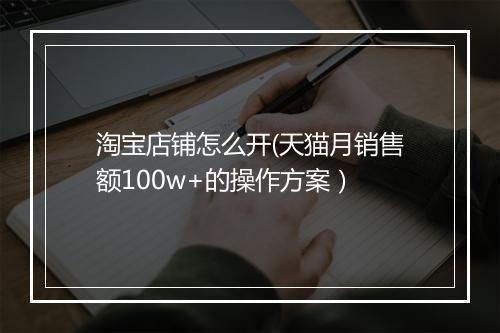 淘宝店铺怎么开(天猫月销售额100w+的操作方案）