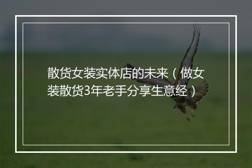 散货女装实体店的未来（做女装散货3年老手分享生意经）