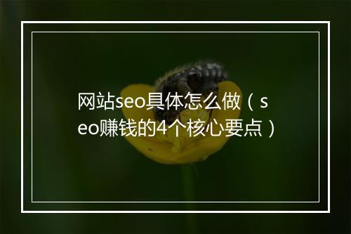 网站seo具体怎么做（seo赚钱的4个核心要点）