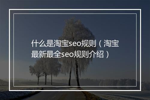 什么是淘宝seo规则（淘宝最新最全seo规则介绍）