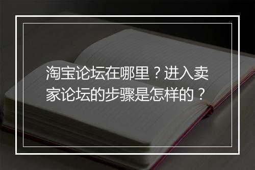 淘宝论坛在哪里？进入卖家论坛的步骤是怎样的？