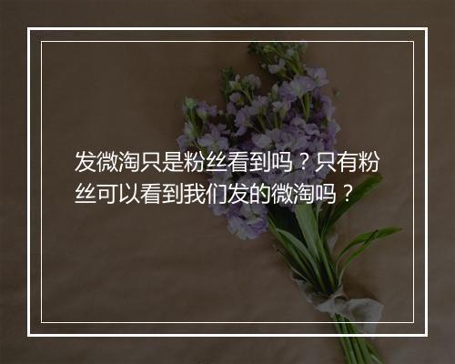 发微淘只是粉丝看到吗？只有粉丝可以看到我们发的微淘吗？