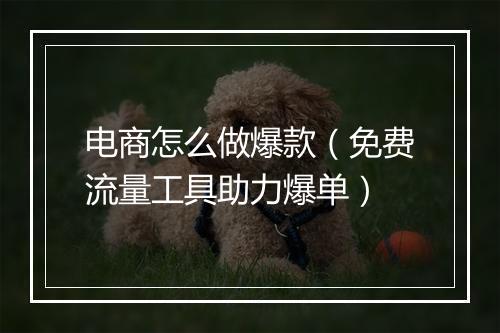 电商怎么做爆款（免费流量工具助力爆单）