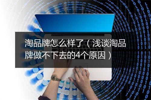 淘品牌怎么样了（浅谈淘品牌做不下去的4个原因）