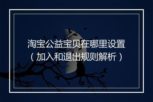 淘宝公益宝贝在哪里设置（加入和退出规则解析）
