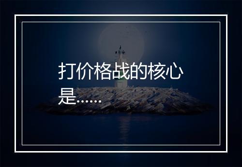 打价格战的核心是......