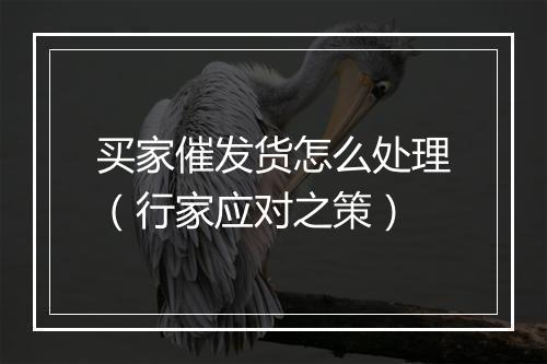 买家催发货怎么处理（行家应对之策）