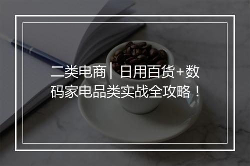 二类电商 ▏日用百货+数码家电品类实战全攻略！