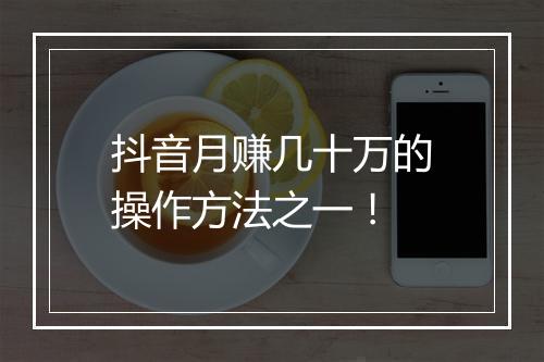 抖音月赚几十万的操作方法之一！