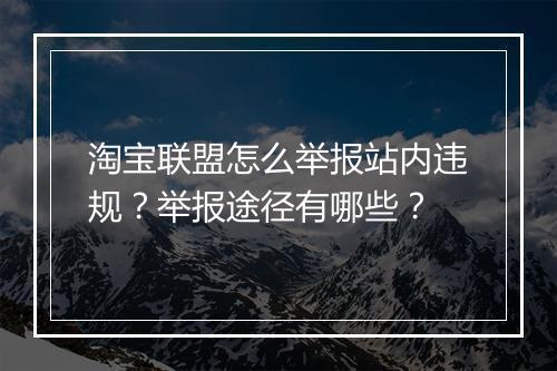 淘宝联盟怎么举报站内违规？举报途径有哪些？