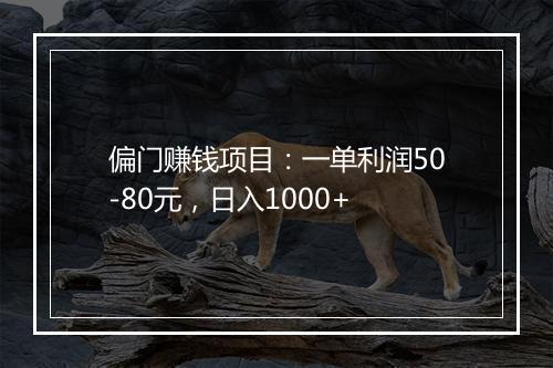 偏门赚钱项目：一单利润50-80元，日入1000+