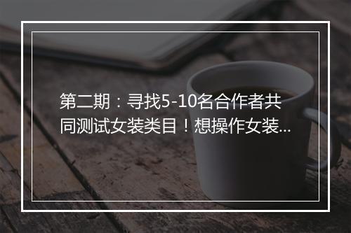 第二期：寻找5-10名合作者共同测试女装类目！想操作女装类目的看，赶双12和年终大促！