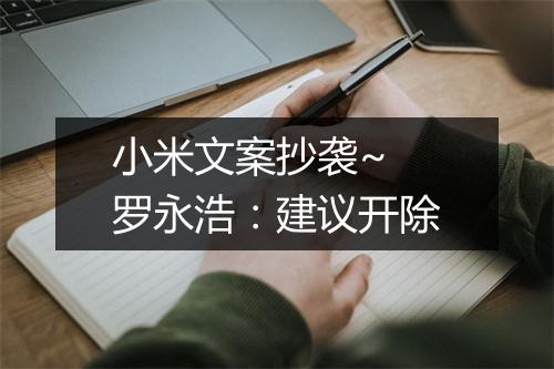 小米文案抄袭~ 罗永浩：建议开除