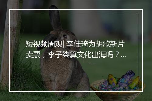 短视频周观| 李佳琦为胡歌新片卖票，李子柒算文化出海吗？B站年度弹幕“AWSL”