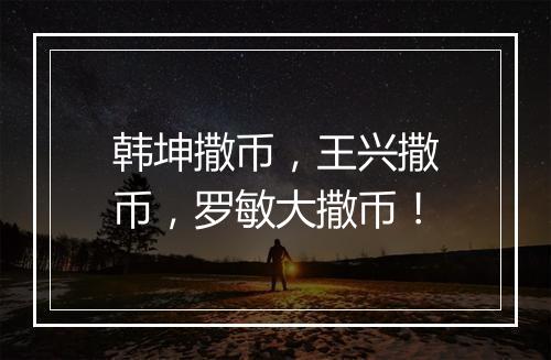 韩坤撒币，王兴撒币，罗敏大撒币！
