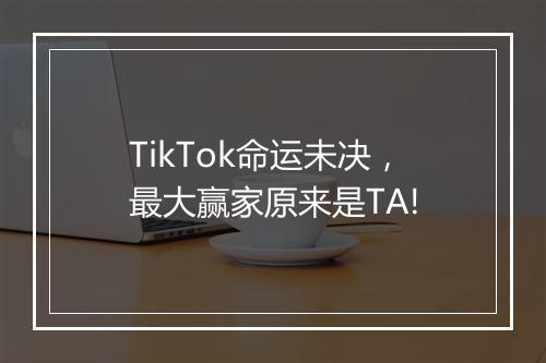 TikTok命运未决，最大赢家原来是TA!