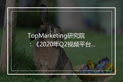 TopMarketing研究院：《2020年Q2视频平台剧集观察报告》