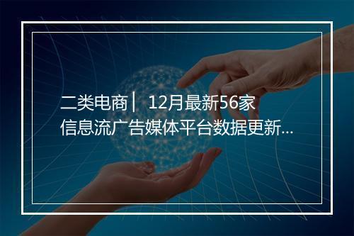 二类电商 ▏ 12月最新56家信息流广告媒体平台数据更新！