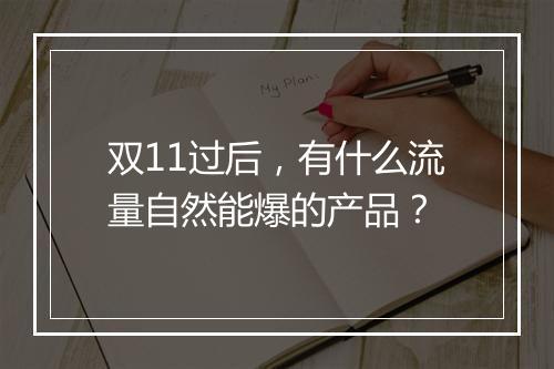 双11过后，有什么流量自然能爆的产品？