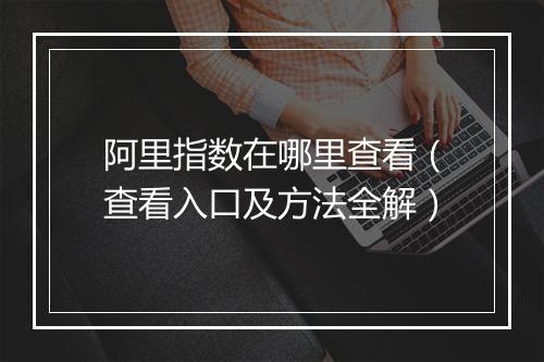 阿里指数在哪里查看（查看入口及方法全解）