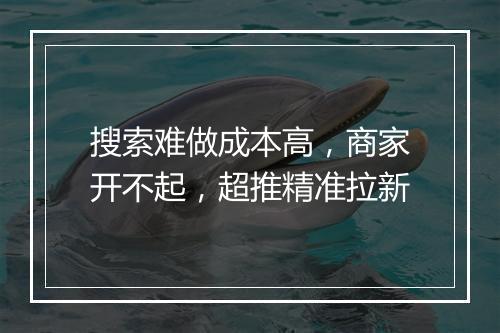 搜索难做成本高，商家开不起，超推精准拉新