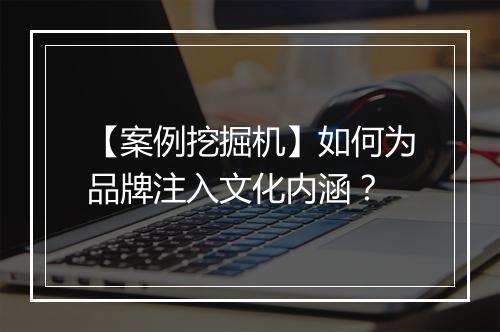 【案例挖掘机】如何为品牌注入文化内涵？