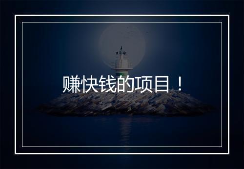 赚快钱的项目！