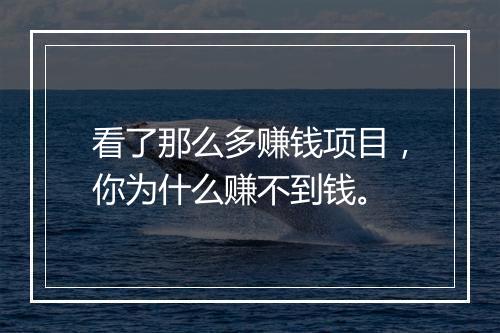看了那么多赚钱项目，你为什么赚不到钱。