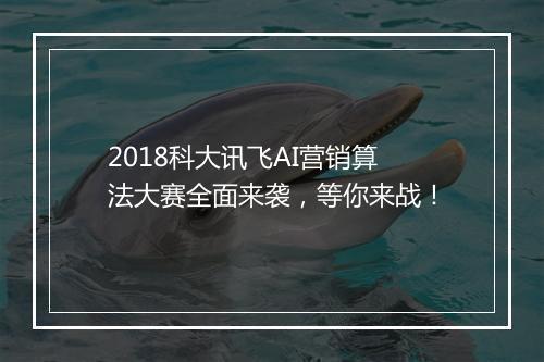 2018科大讯飞AI营销算法大赛全面来袭，等你来战！