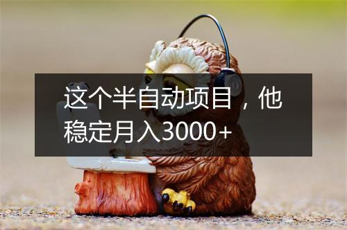 这个半自动项目，他稳定月入3000+