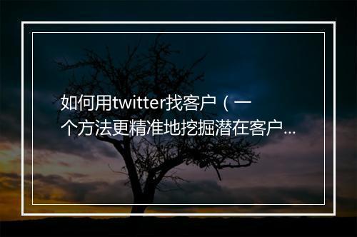 如何用twitter找客户（一个方法更精准地挖掘潜在客户）