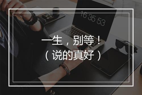 一生，别等 !（说的真好）