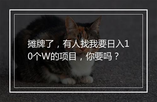 摊牌了，有人找我要日入10个W的项目，你要吗？