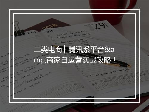 二类电商 ▏腾讯系平台&商家自运营实战攻略！