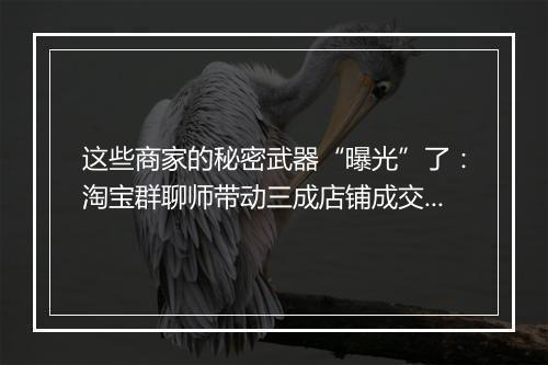 这些商家的秘密武器“曝光”了：淘宝群聊师带动三成店铺成交！