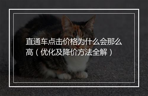 直通车点击价格为什么会那么高（优化及降价方法全解）