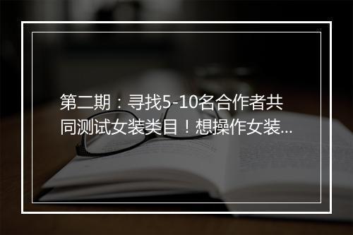 第二期：寻找5-10名合作者共同测试女装类目！想操作女装类目的看，赶双12和年终大促！