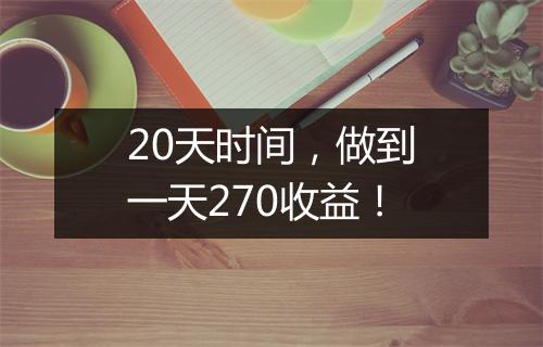 20天时间，做到一天270收益！