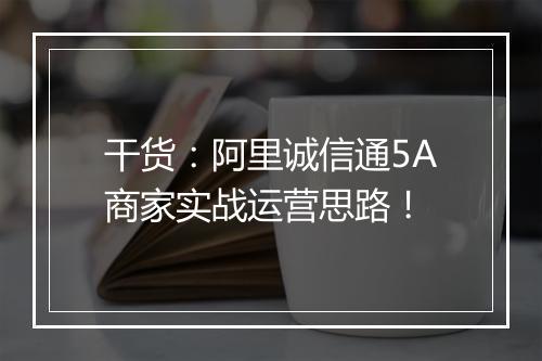 干货：阿里诚信通5A商家实战运营思路！