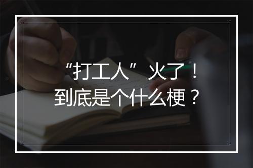 “打工人”火了！到底是个什么梗？