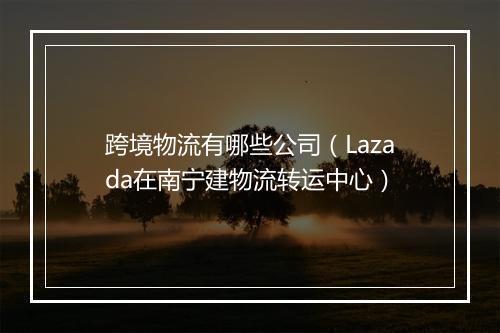 跨境物流有哪些公司（Lazada在南宁建物流转运中心）
