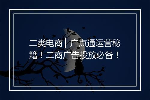 二类电商 ▏广点通运营秘籍！二商广告投放必备！