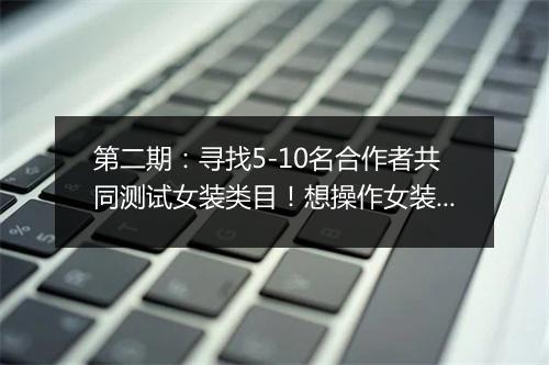 第二期：寻找5-10名合作者共同测试女装类目！想操作女装类目的看，赶双12和年终大促！