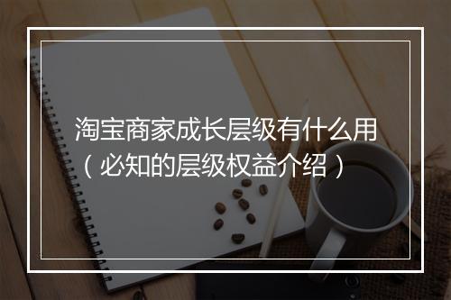 淘宝商家成长层级有什么用（必知的层级权益介绍）