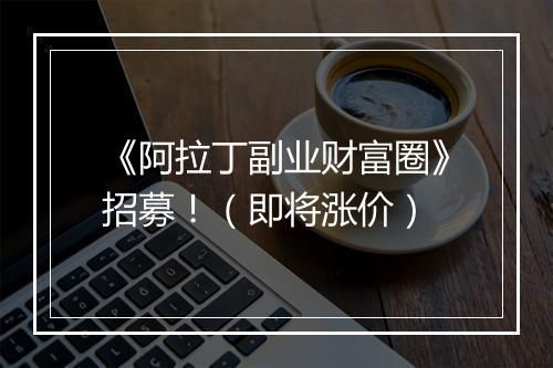《阿拉丁副业财富圈》招募！（即将涨价）
