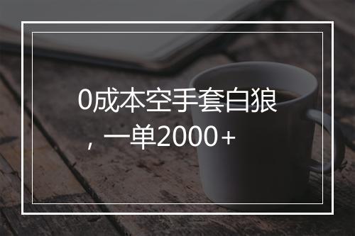 0成本空手套白狼，一单2000+